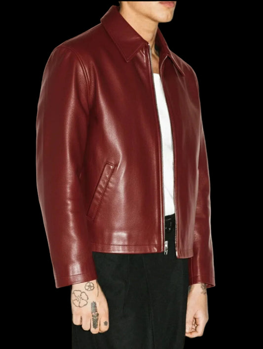 Premium Maroon Leather Jacket by zenthreads