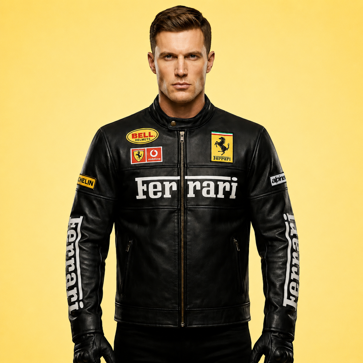Black Ferrari Racing Leather Jacket – Premium Motorsport Style 🏁 by zenthreads