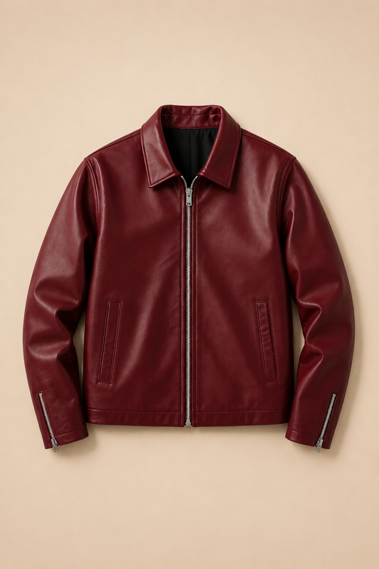 Burgundy Faux Leather Casual Jacket for Men | Premium Quality