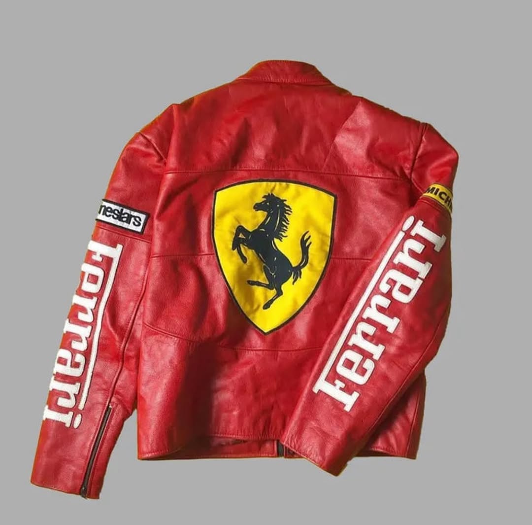 Red Ferrari F1 Racing Leather Jacket | Zenthreads