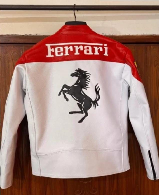 Red & White Motorsport Style Leather Jacket by zenthreads