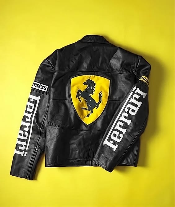 Black Ferrari Racing Leather Jacket – Premium Motorsport Style 🏁 by zenthreads
