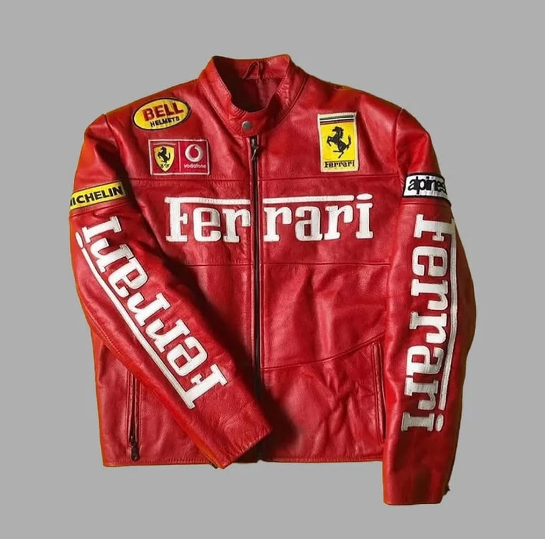Red Ferrari F1 Racing Leather Jacket | Zenthreads