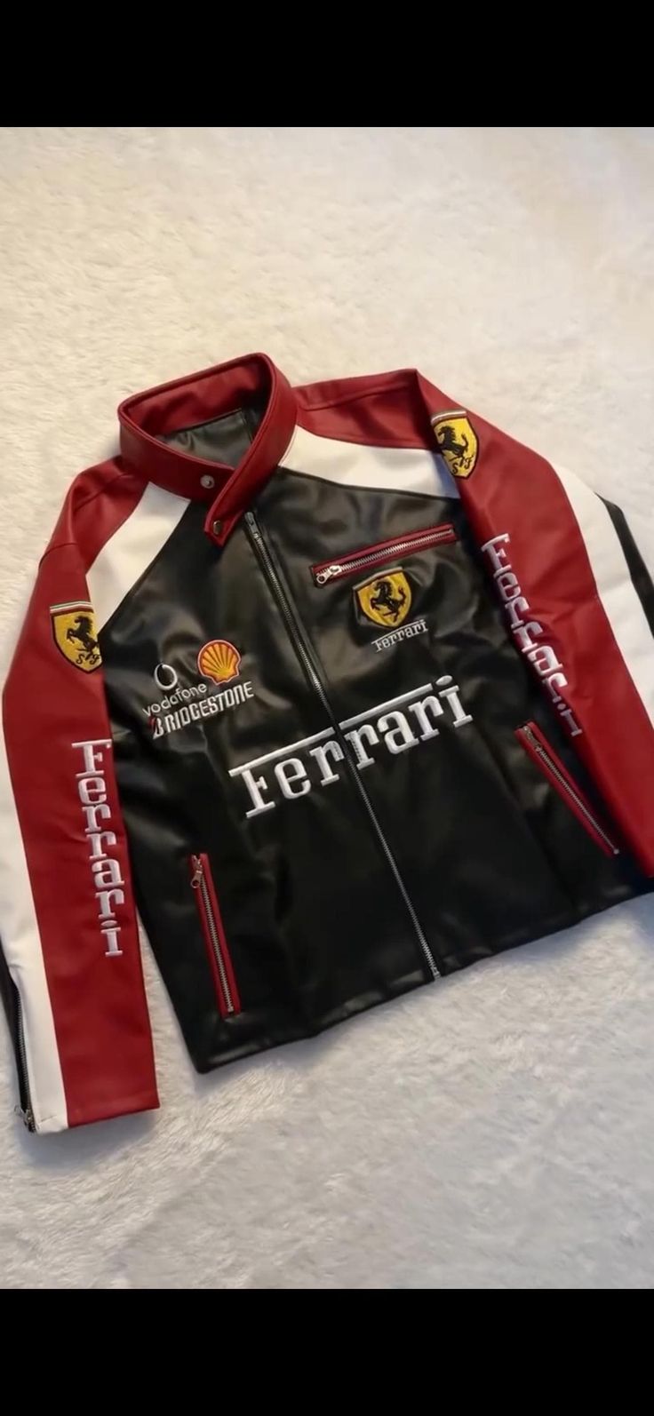 Ferrari Heritage Leather F1 Racing Jacket – Timeless Design