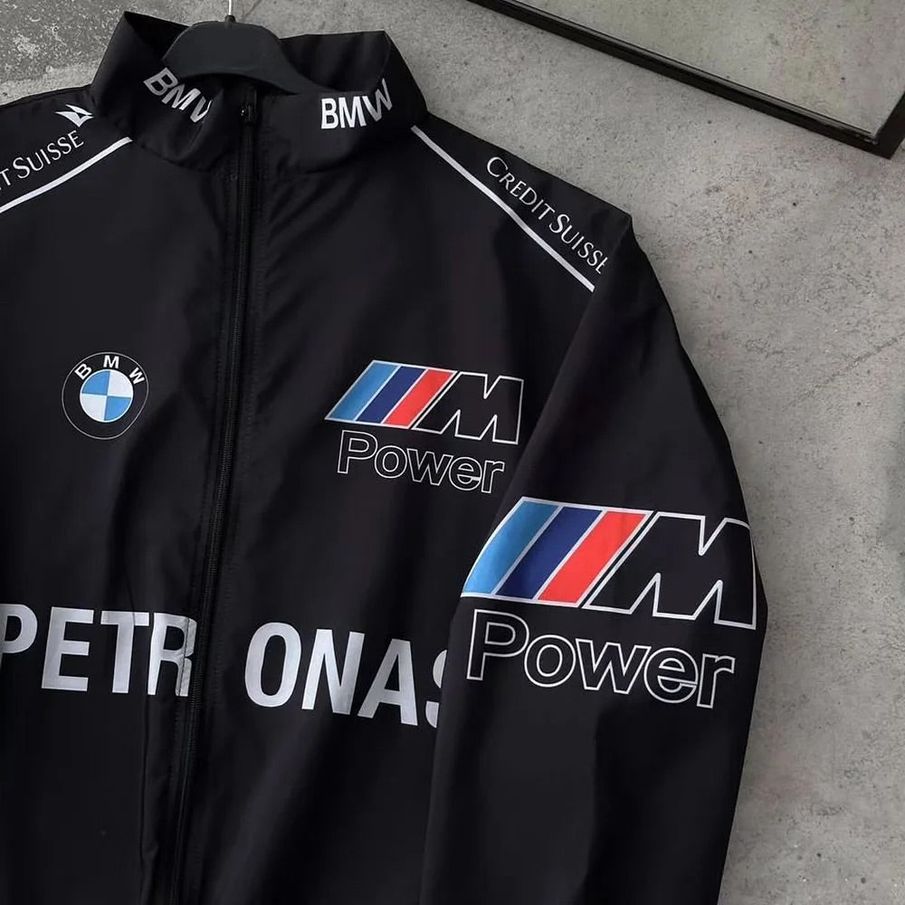 BMW Style Racing Jacket– Heritage Motorsport Edition DTF printed by zenthreads