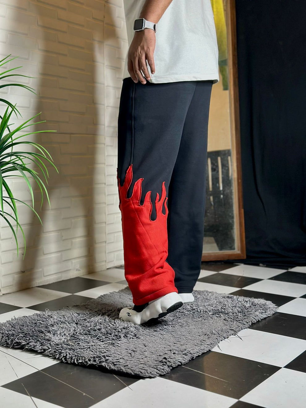 Fire Bottom Streetwear Pants – Flame Hem Design