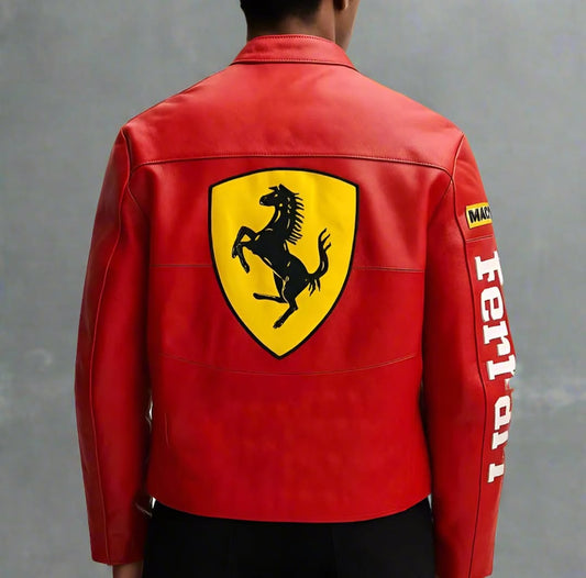 Red Ferrari F1 Racing Leather Jacket | Zenthreads