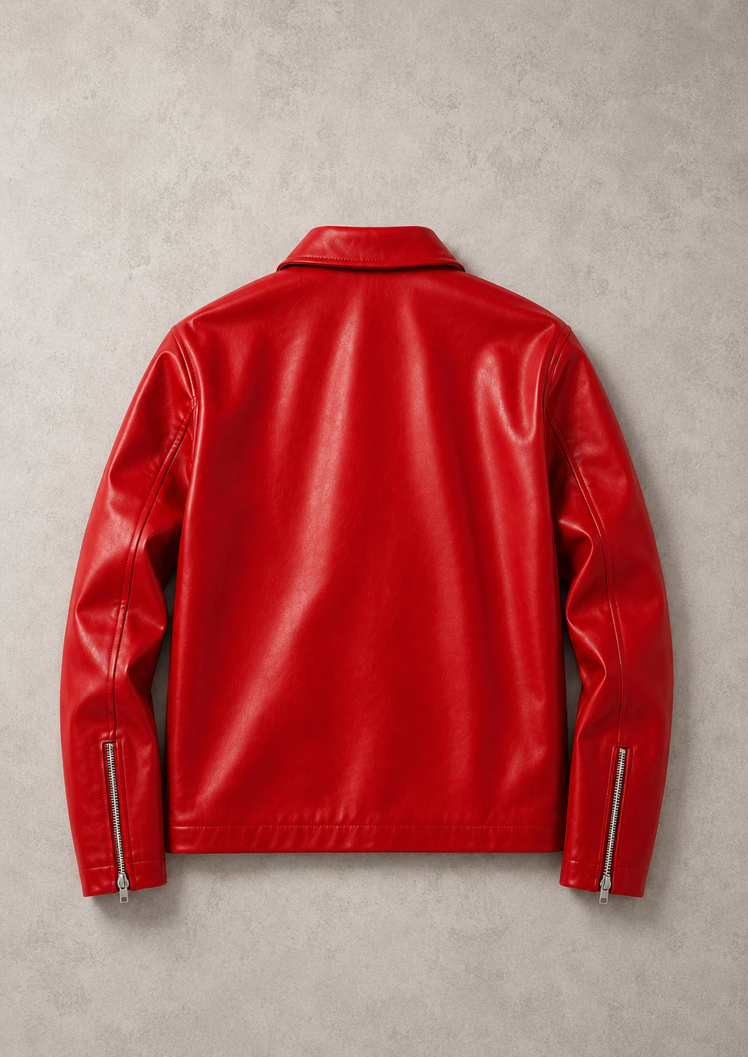 Classic Red Faux Leather Fashion Jacket
