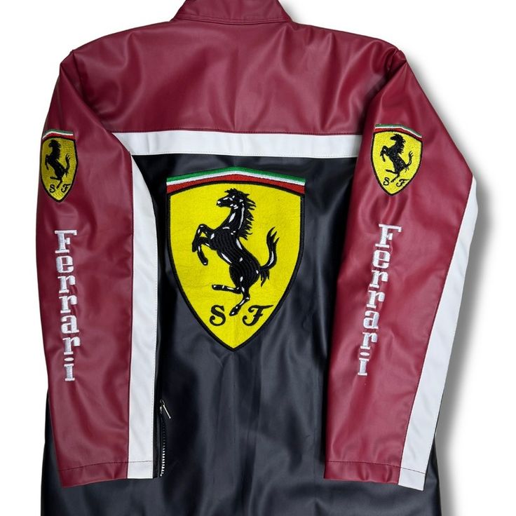 Ferrari Heritage Leather F1 Racing Jacket – Timeless Design