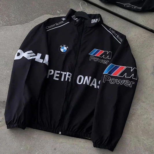 BMW Style Racing Jacket– Heritage Motorsport Edition DTF printed by zenthreads