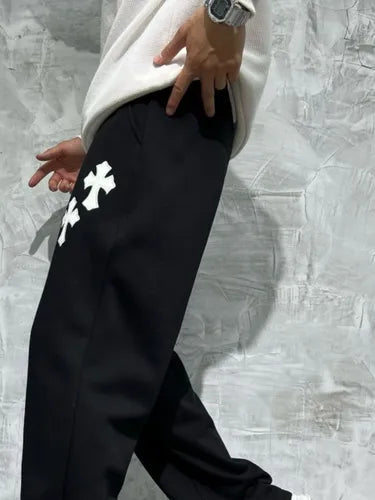 Black Street Cross Baggy Pants – Urban Streetwear Style