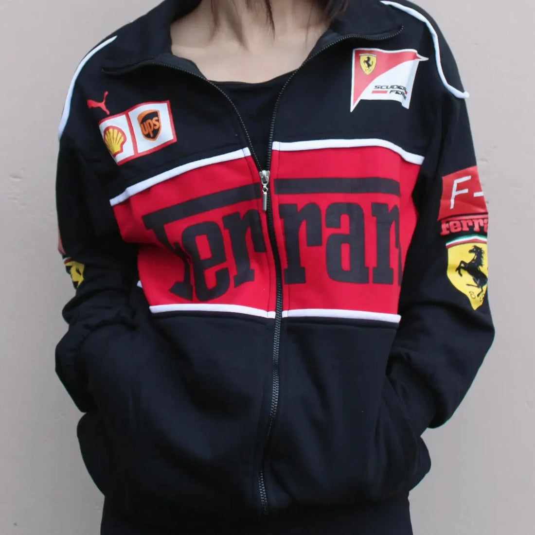 Black Ferrari F1 Racing Jacket | Iconic Style For Motorsport