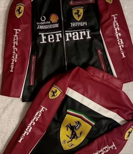 Ferrari Heritage Leather F1 Racing Jacket – Timeless Design